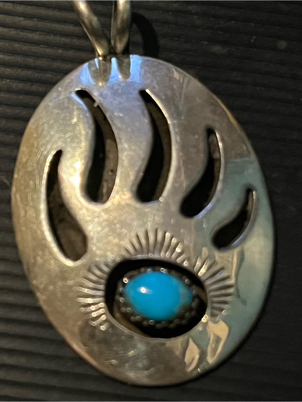 Sterling and Turquoise Bearclaw Pendant